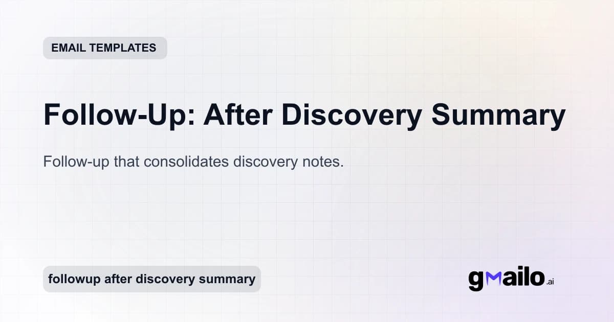 Follow-Up: After Discovery Summary email template thumbnail
