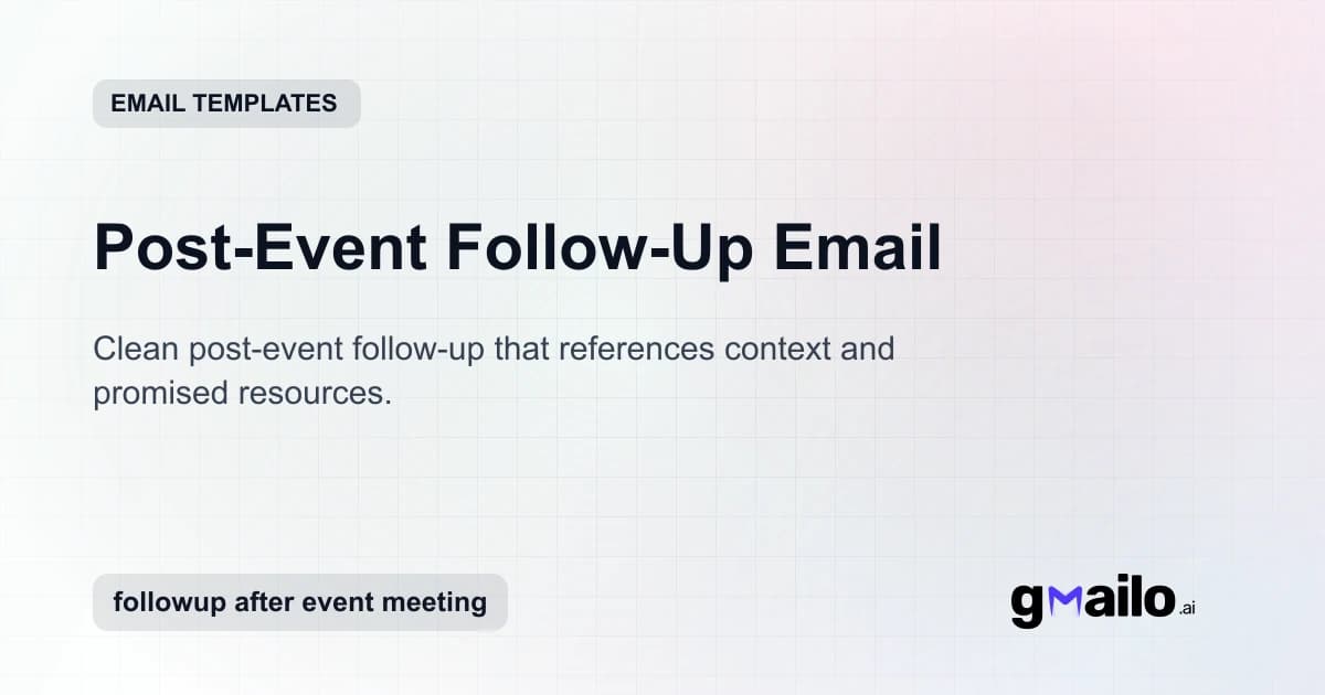 Post-Event Follow-Up Email email template thumbnail