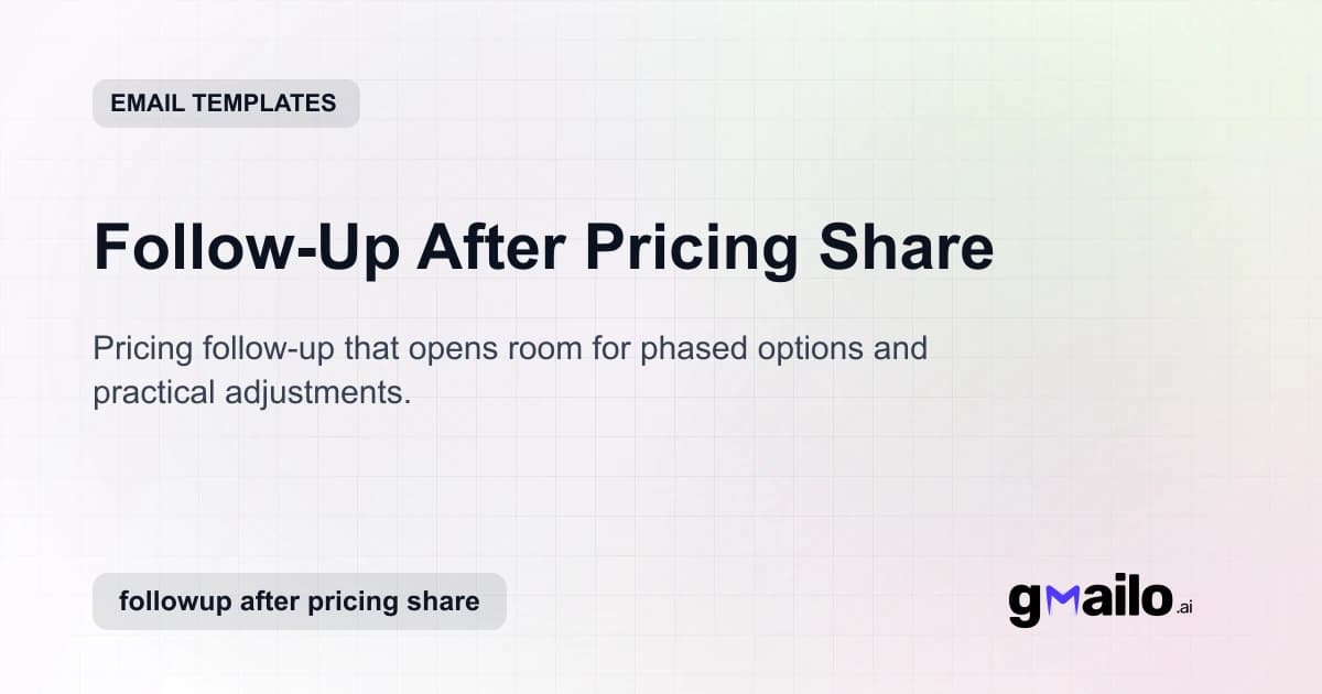 Follow-Up After Pricing Share email template thumbnail