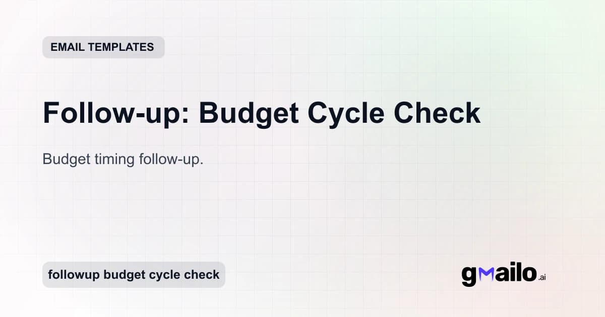 Follow-up: Budget Cycle Check email template thumbnail