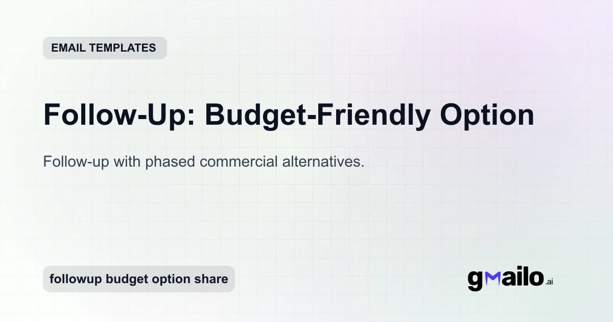 Follow-Up: Budget-Friendly Option email template thumbnail