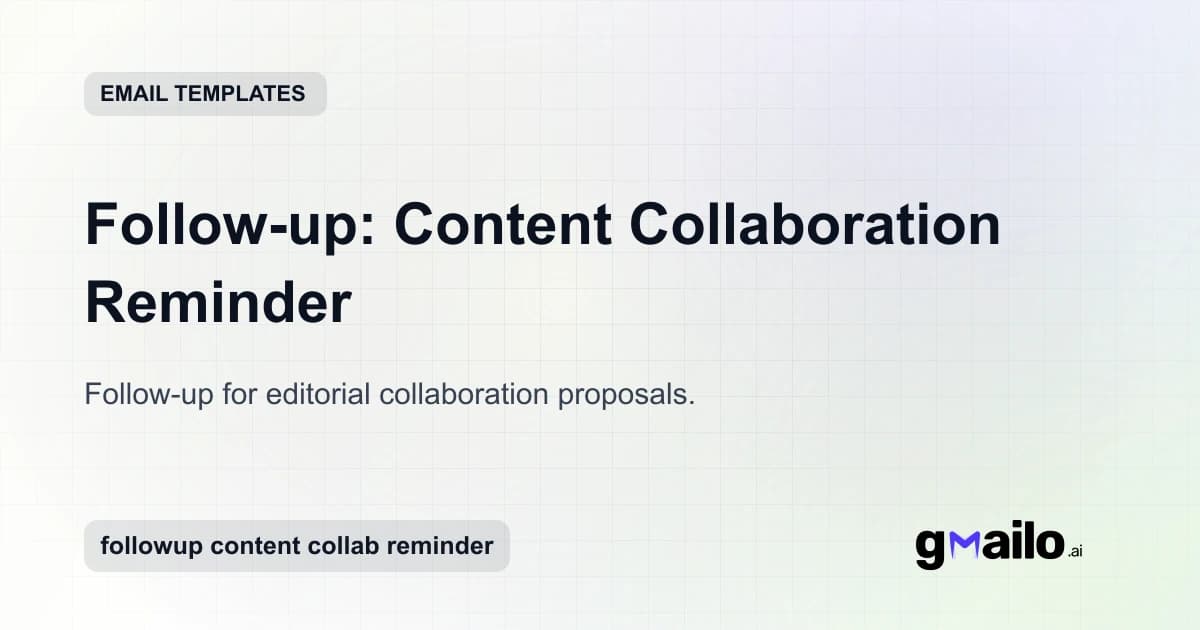 Follow-up: Content Collaboration Reminder email template thumbnail
