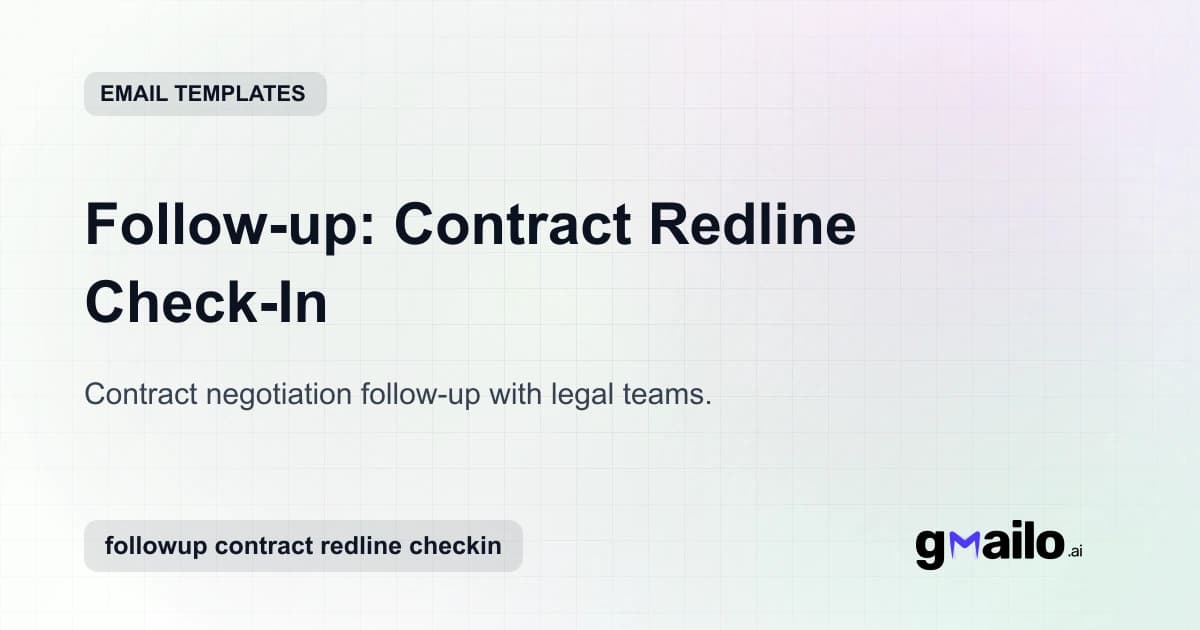 Follow-up: Contract Redline Check-In email template thumbnail