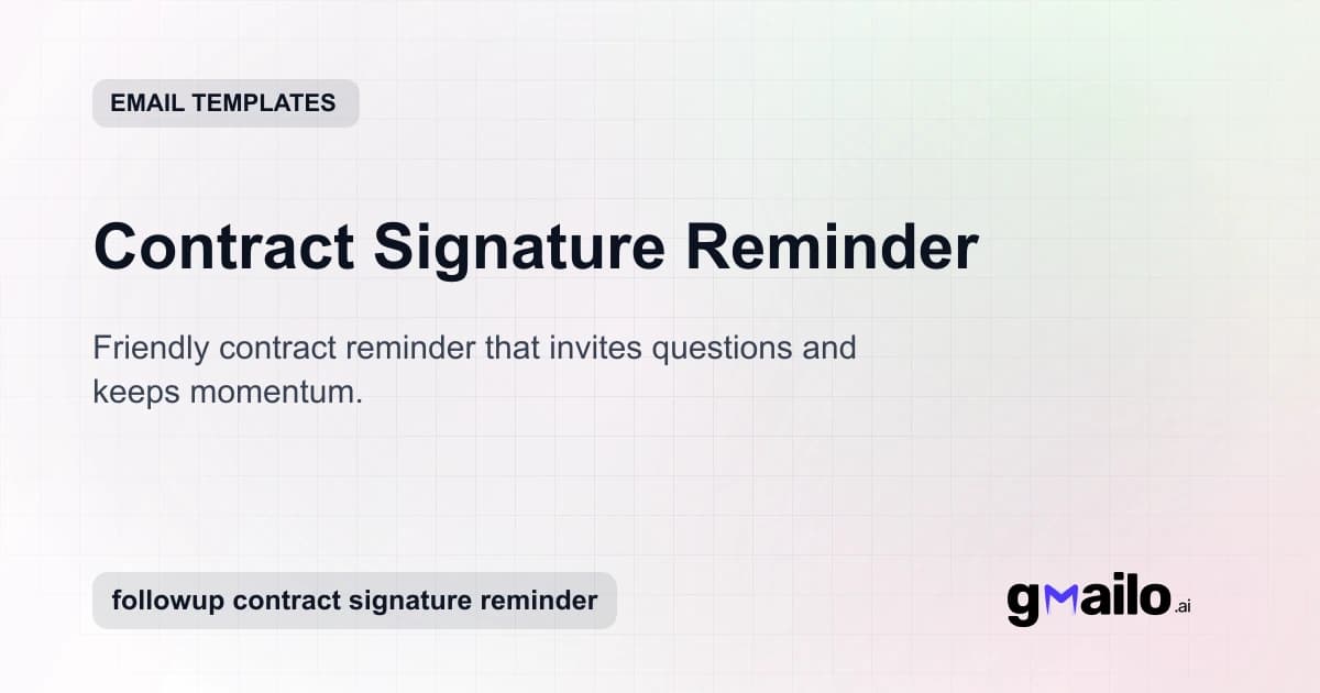 Contract Signature Reminder email template thumbnail