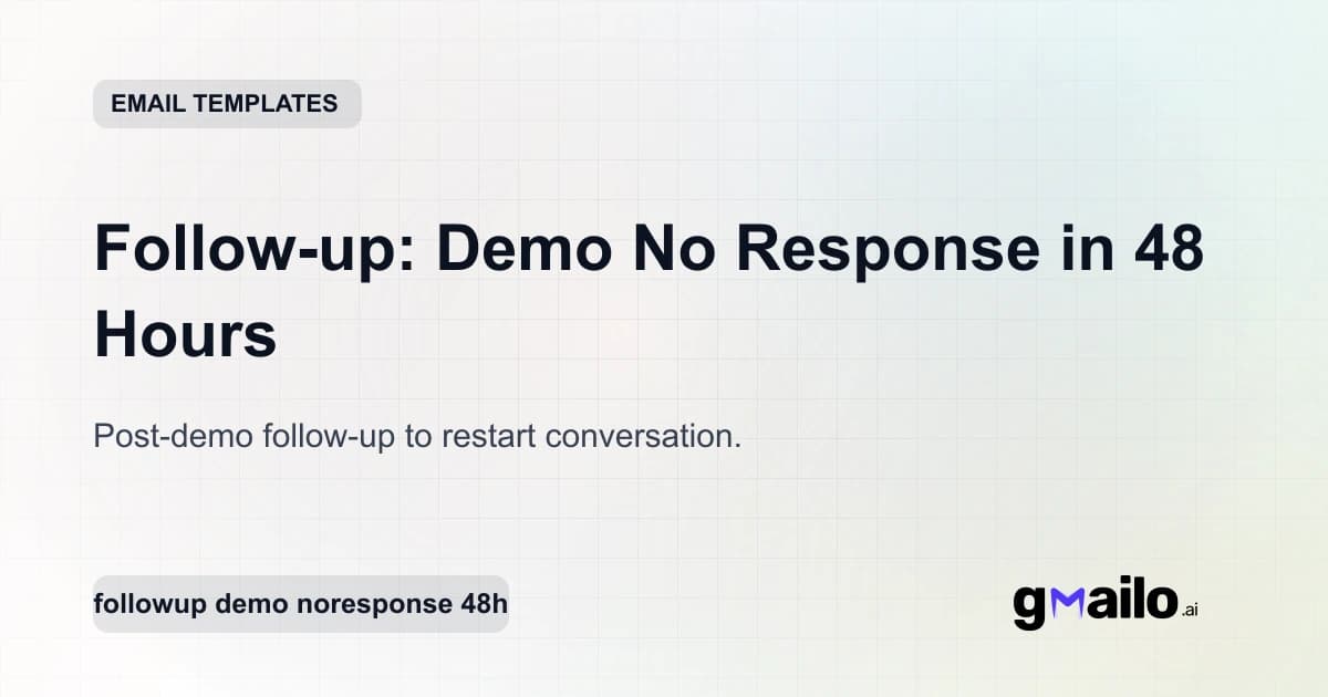 Follow-up: Demo No Response in 48 Hours email template thumbnail