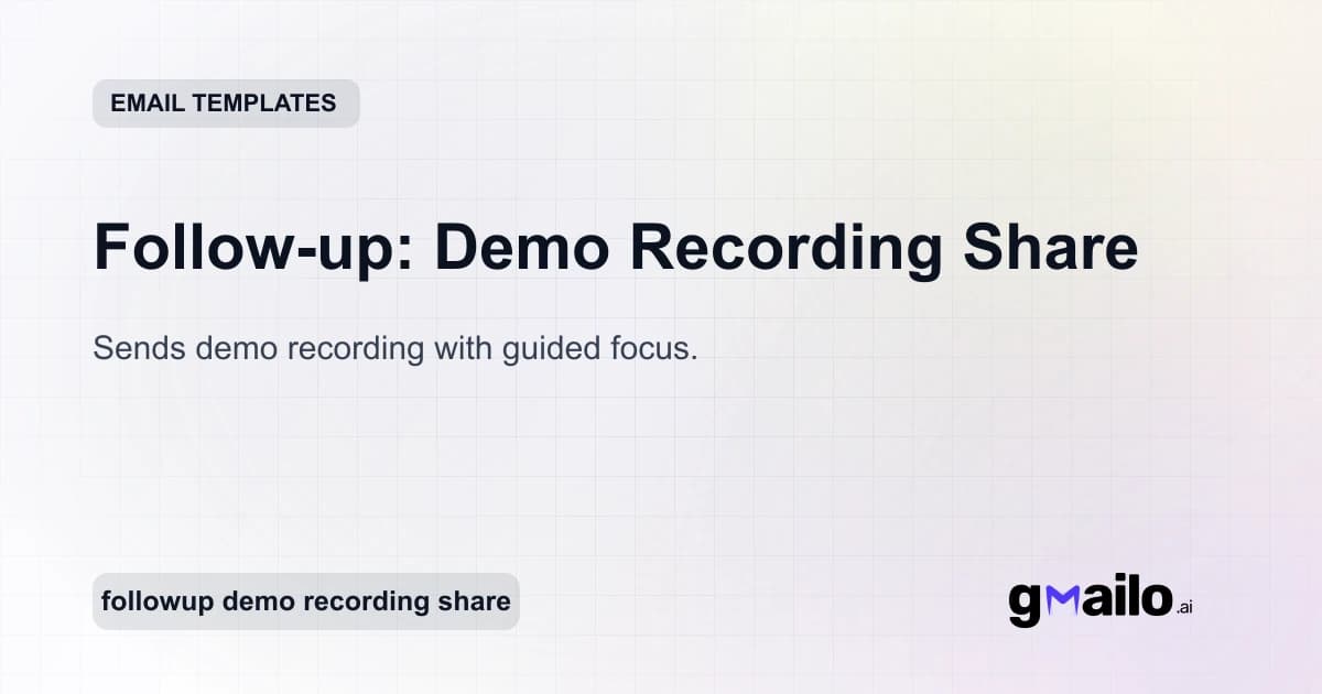Follow-up: Demo Recording Share email template thumbnail