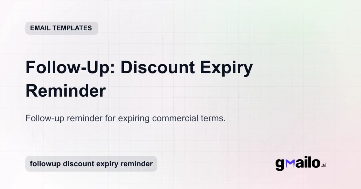 Follow-Up: Discount Expiry Reminder email template thumbnail