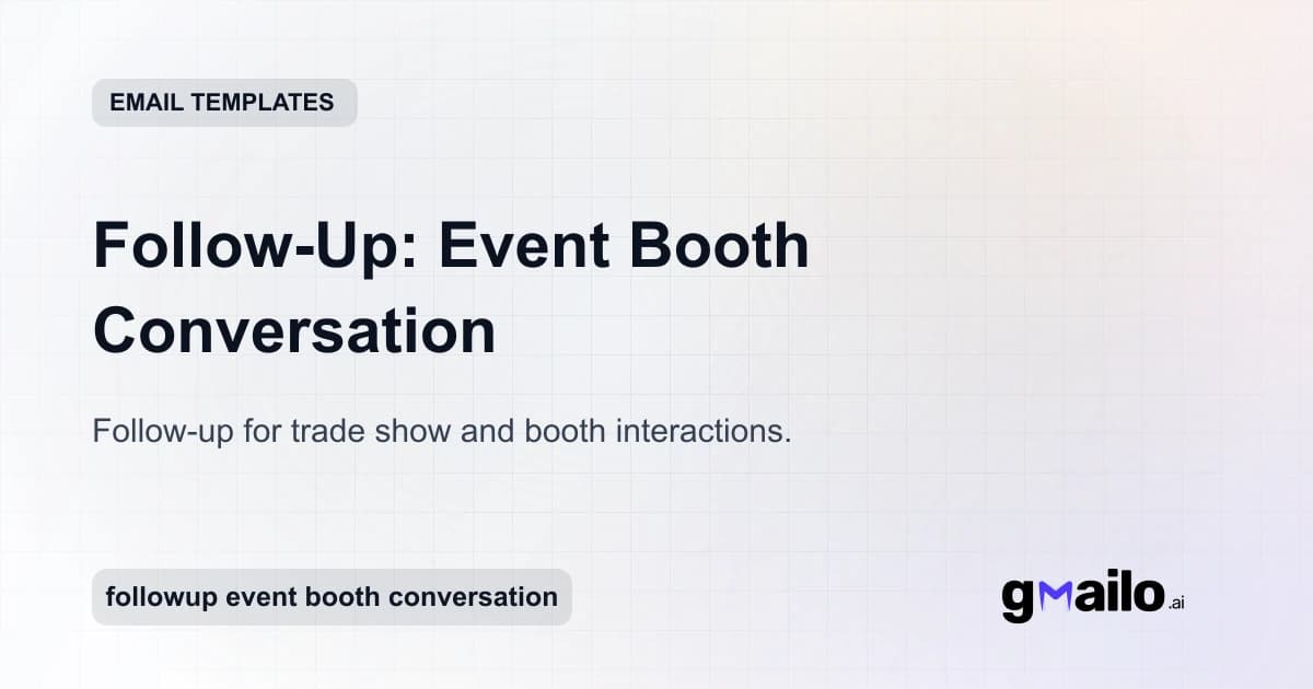 Follow-Up: Event Booth Conversation email template thumbnail