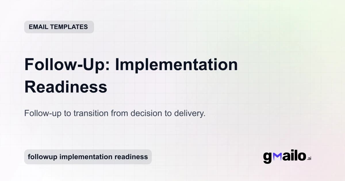 Follow-Up: Implementation Readiness email template thumbnail