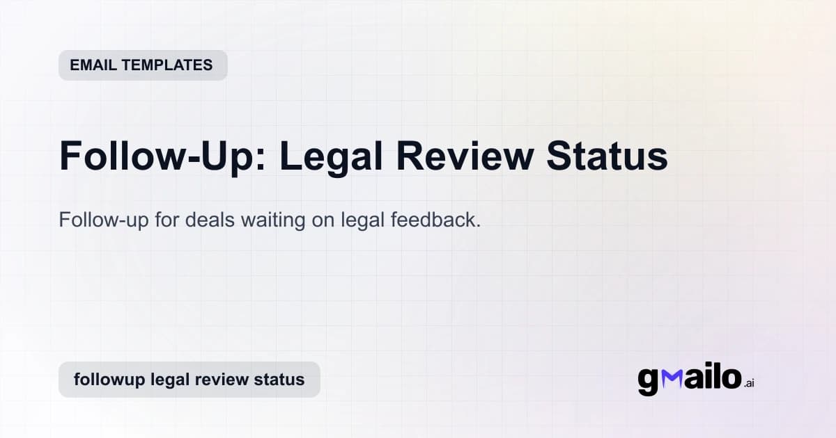 Follow-Up: Legal Review Status email template thumbnail