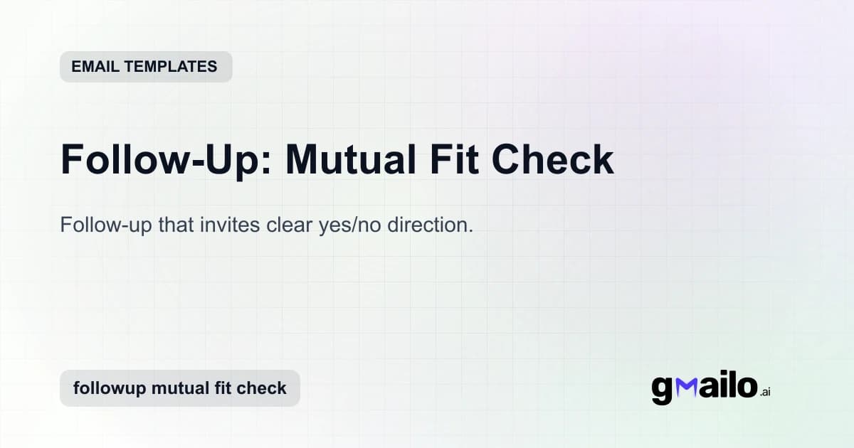 Follow-Up: Mutual Fit Check email template thumbnail
