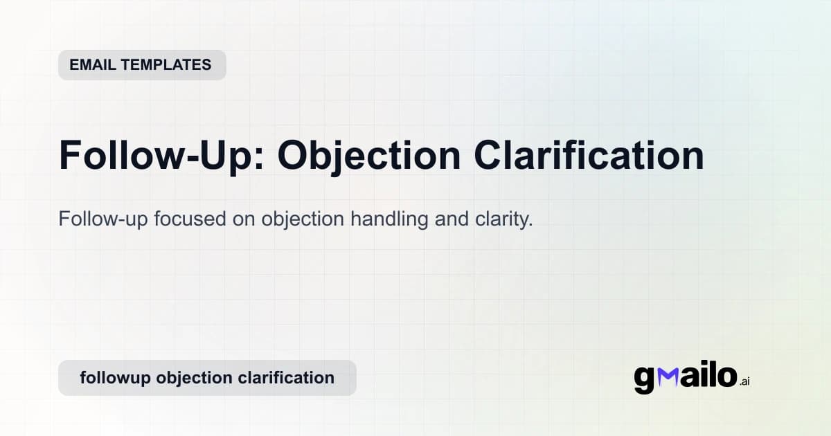 Follow-Up: Objection Clarification email template thumbnail