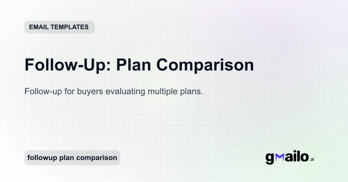 Follow-Up: Plan Comparison email template thumbnail