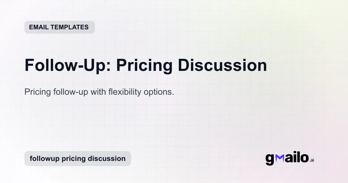 Follow-Up: Pricing Discussion email template thumbnail