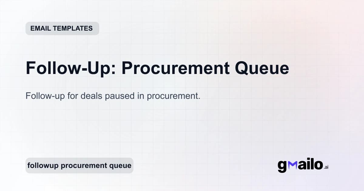 Follow-Up: Procurement Queue email template thumbnail