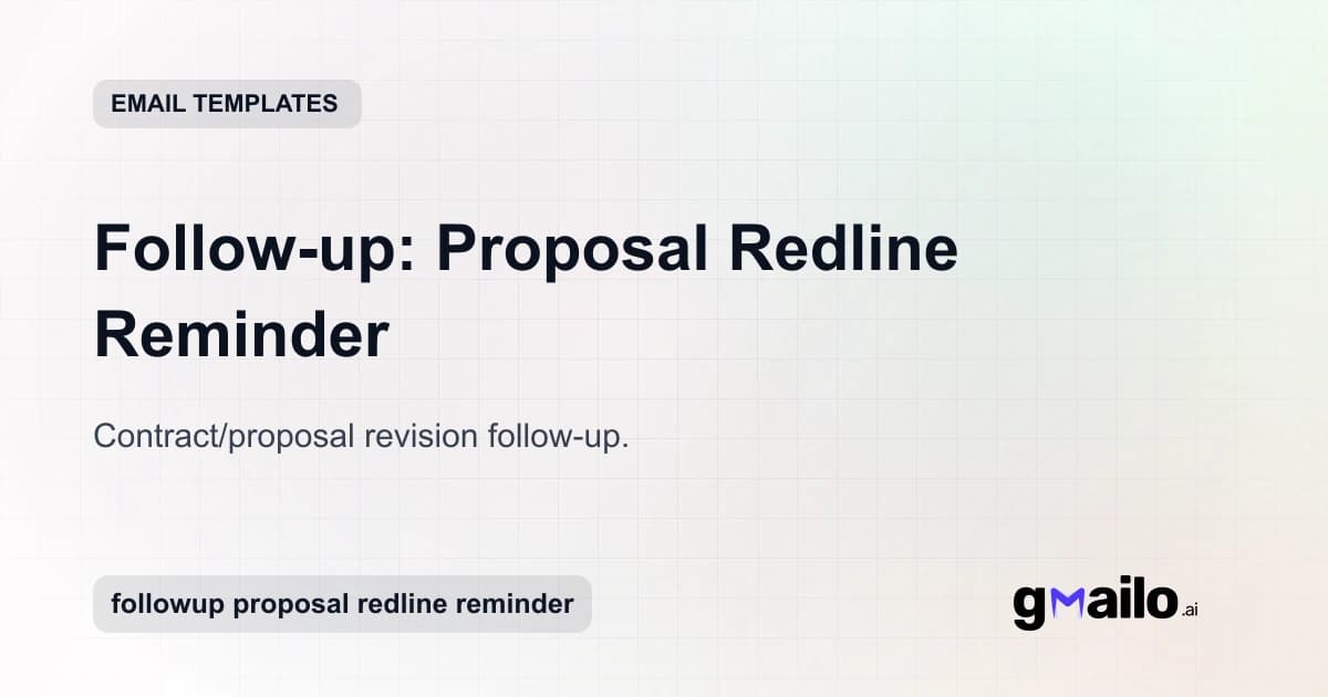 Follow-up: Proposal Redline Reminder email template thumbnail