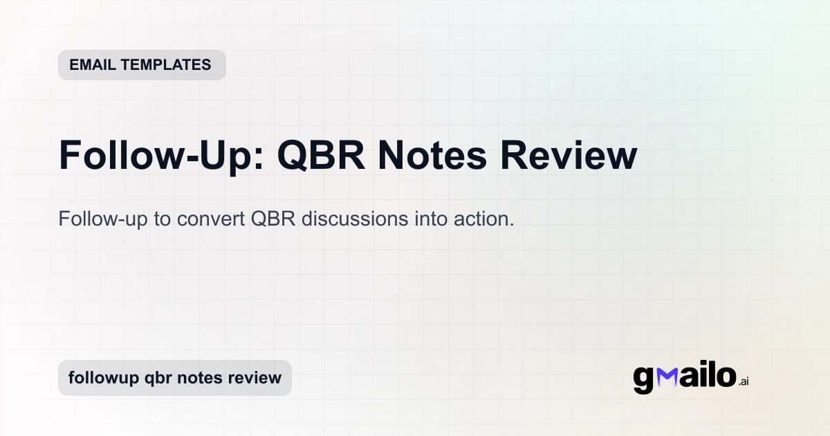 Follow-Up: QBR Notes Review email template thumbnail