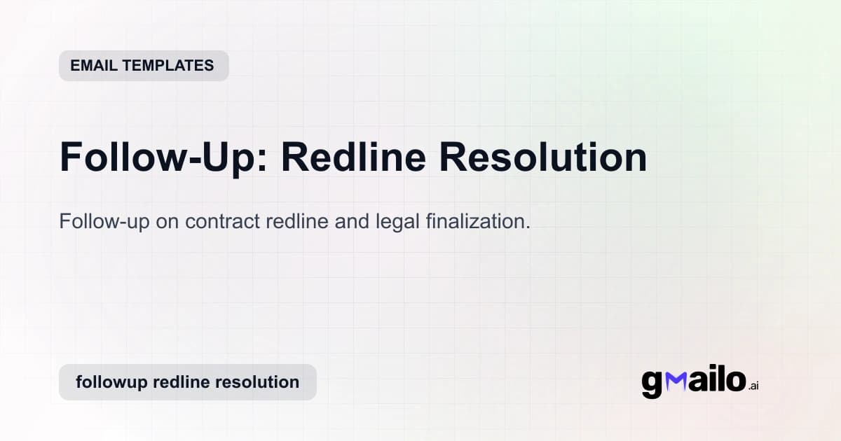 Follow-Up: Redline Resolution email template thumbnail