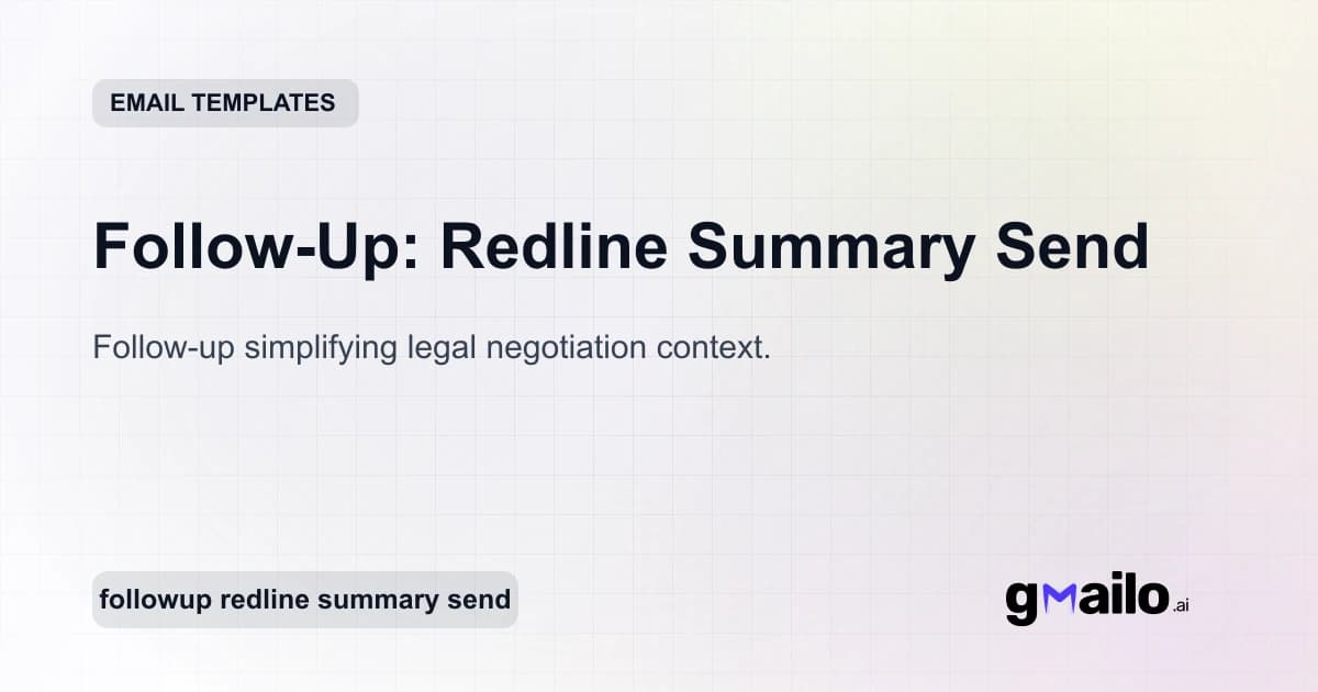 Follow-Up: Redline Summary Send email template thumbnail