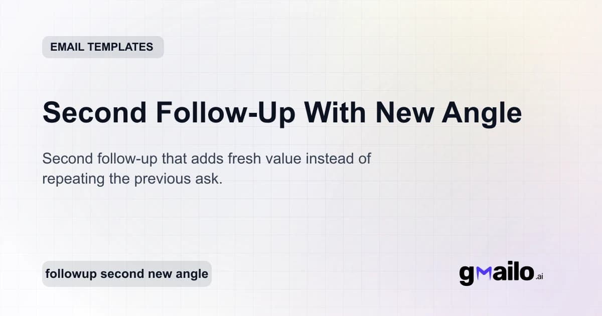 Second Follow-Up With New Angle email template thumbnail