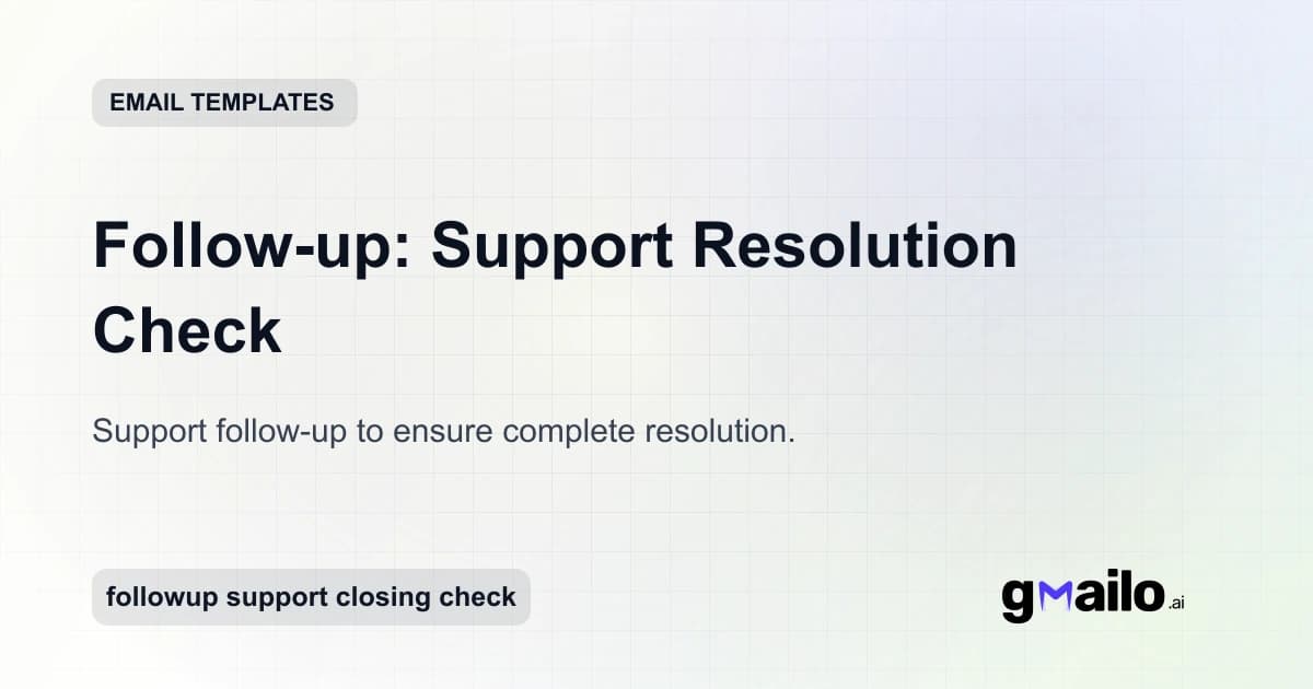 Follow-up: Support Resolution Check email template thumbnail