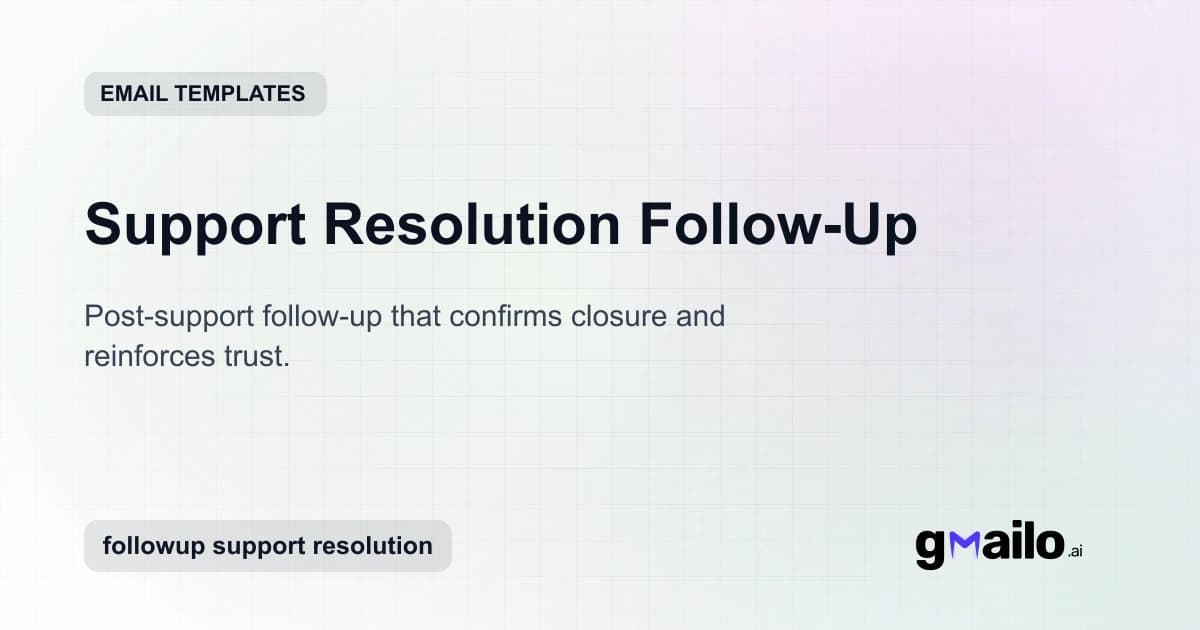 Support Resolution Follow-Up email template thumbnail