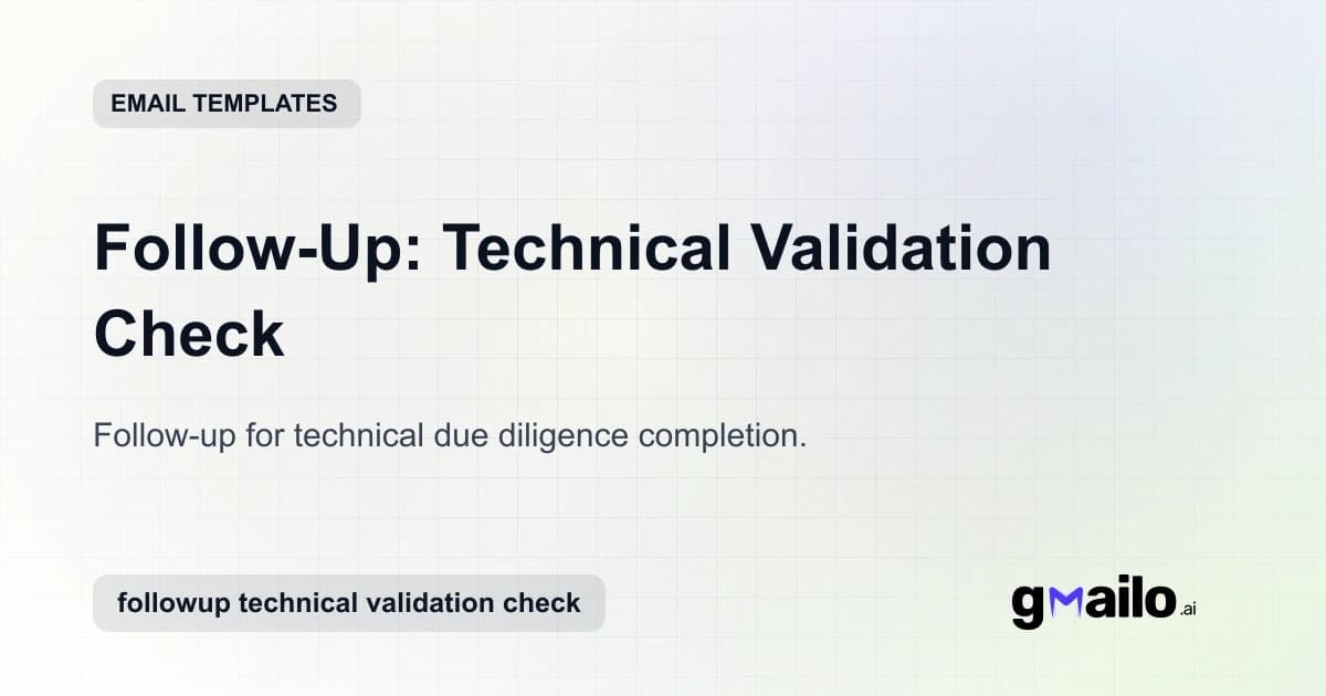 Follow-Up: Technical Validation Check email template thumbnail