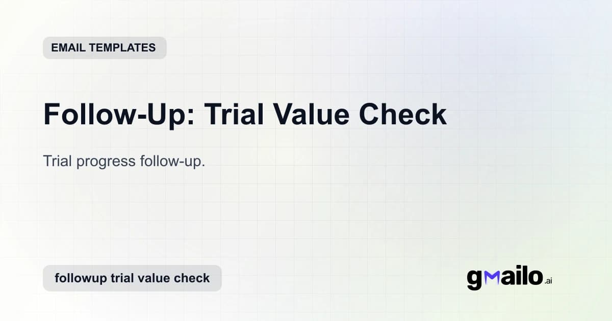 Follow-Up: Trial Value Check email template thumbnail