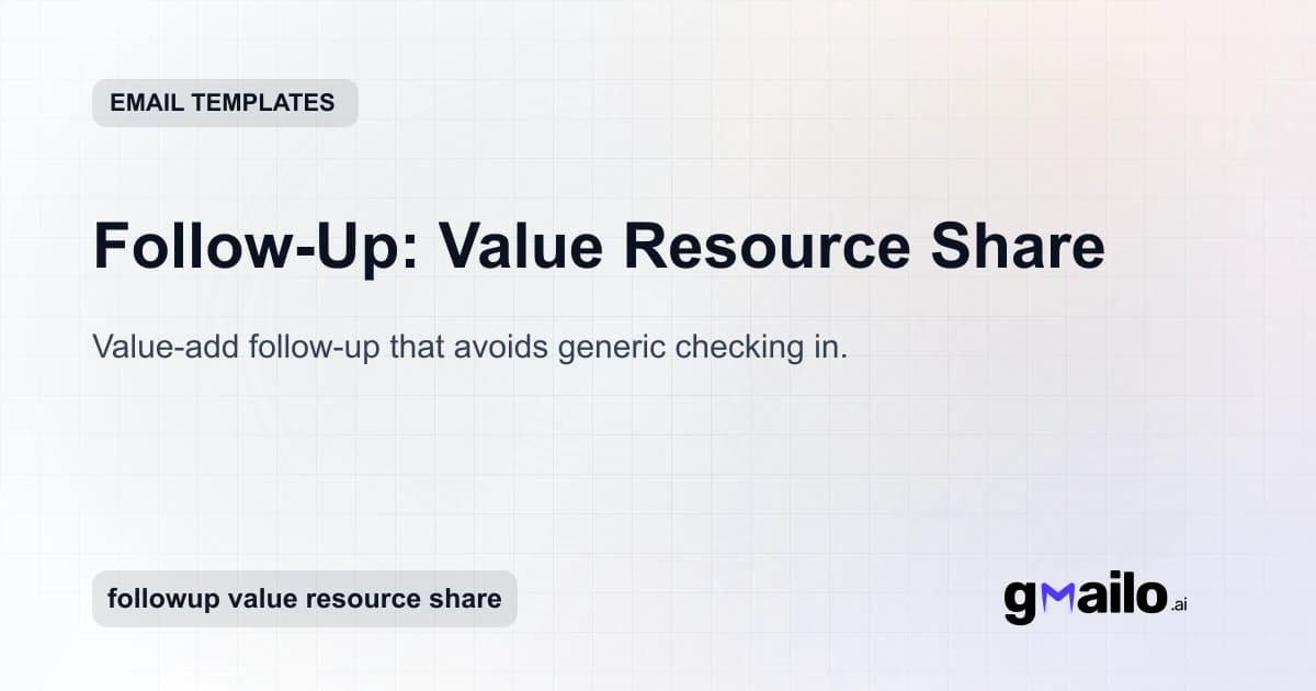 Follow-Up: Value Resource Share email template thumbnail