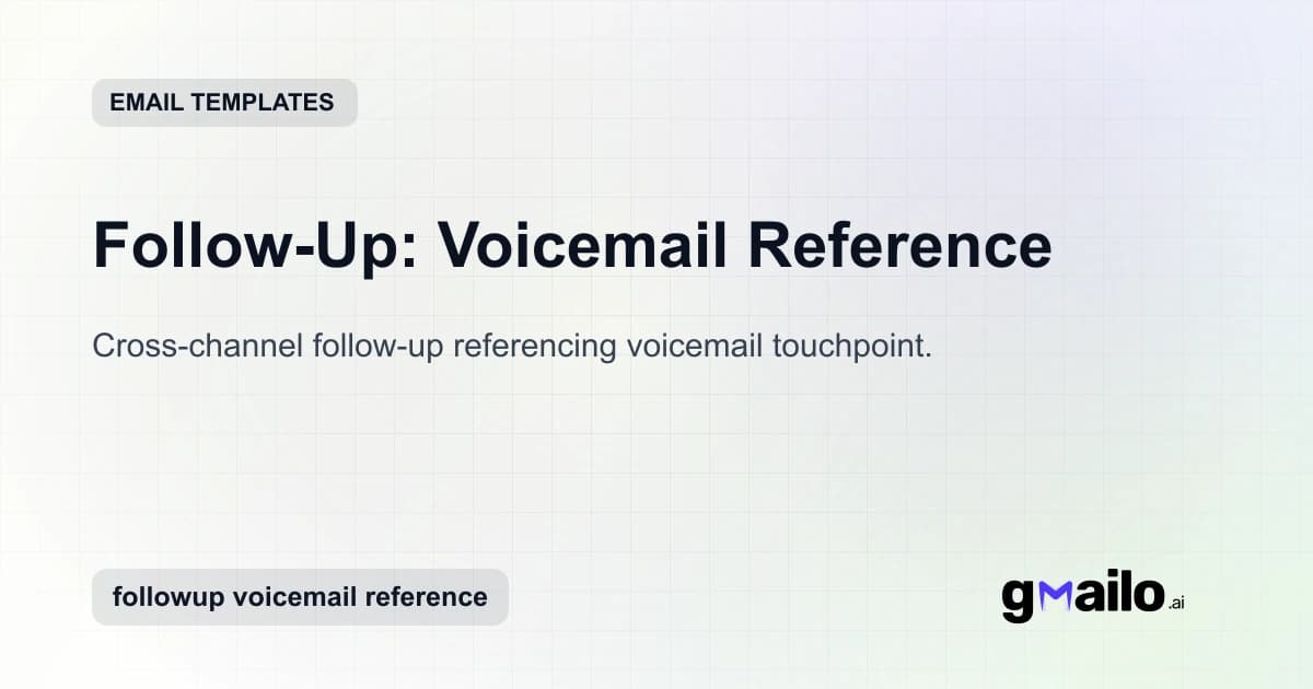 Follow-Up: Voicemail Reference email template thumbnail