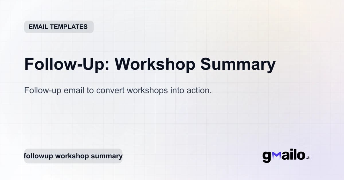Follow-Up: Workshop Summary email template thumbnail
