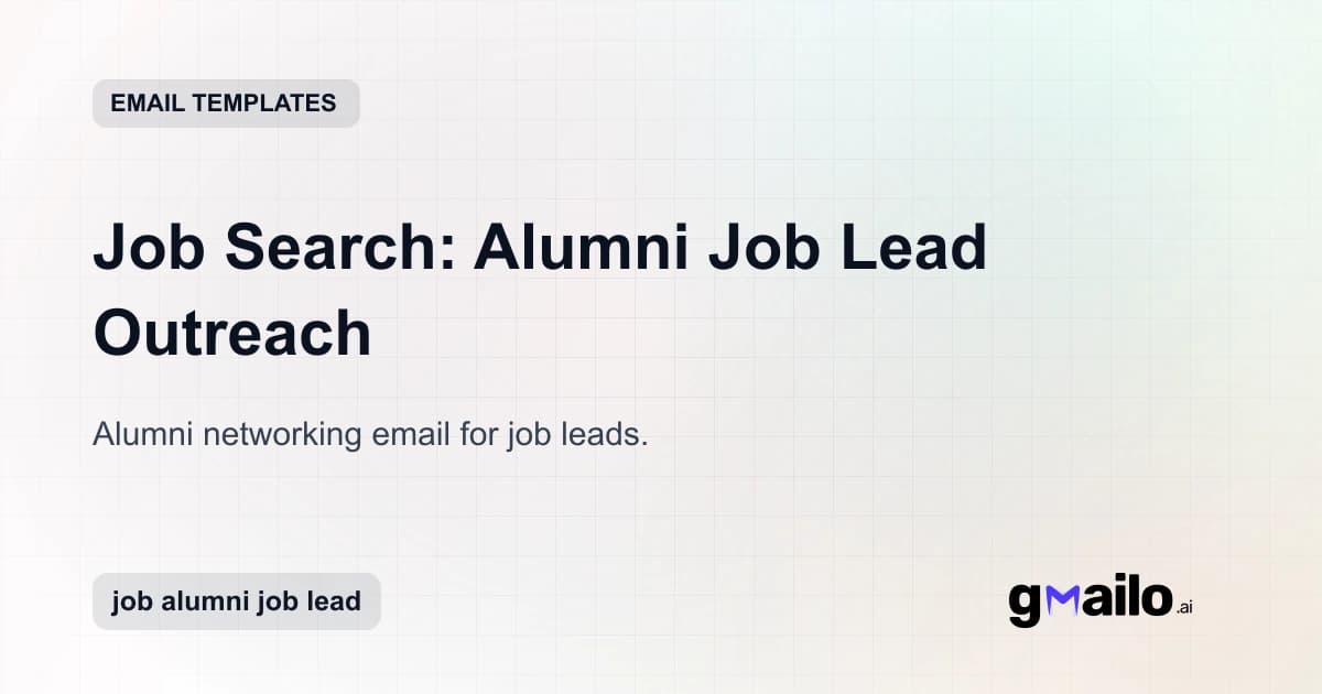 Job Search: Alumni Job Lead Outreach email template thumbnail