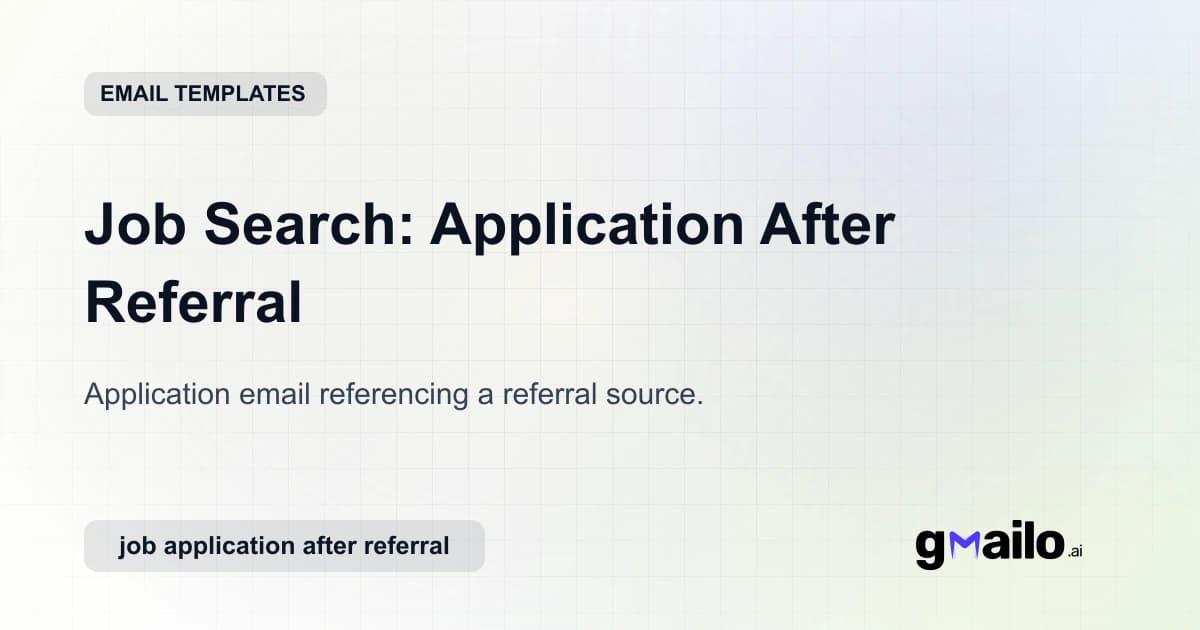 Job Search: Application After Referral email template thumbnail