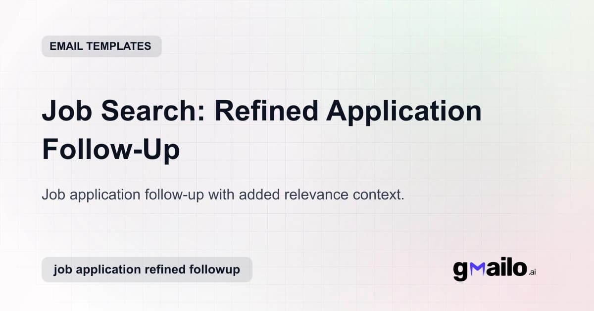 Job Search: Refined Application Follow-Up email template thumbnail