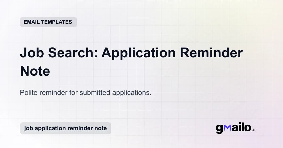 Job Search: Application Reminder Note email template thumbnail