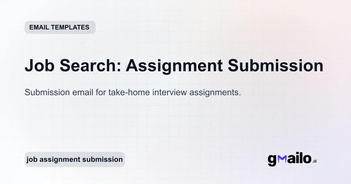 Job Search: Assignment Submission email template thumbnail