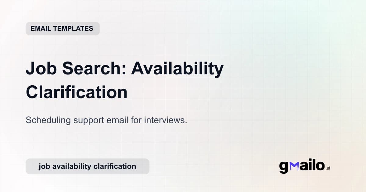 Job Search: Availability Clarification email template thumbnail