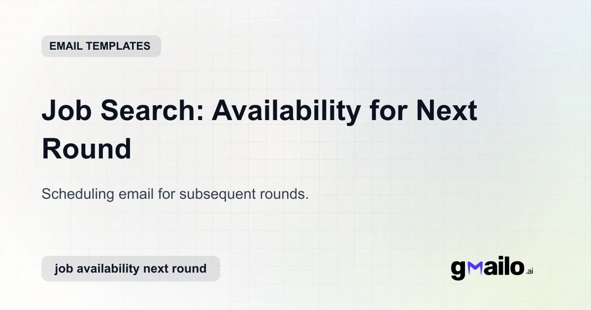 Job Search: Availability for Next Round email template thumbnail