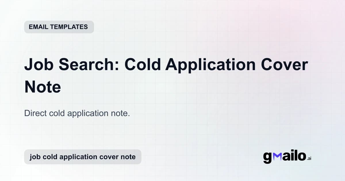 Job Search: Cold Application Cover Note email template thumbnail