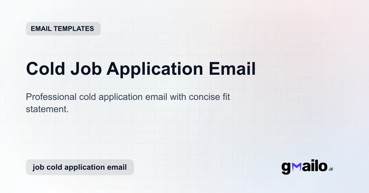Cold Job Application Email email template thumbnail