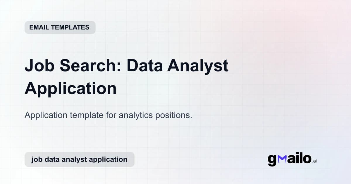 Job Search: Data Analyst Application email template thumbnail