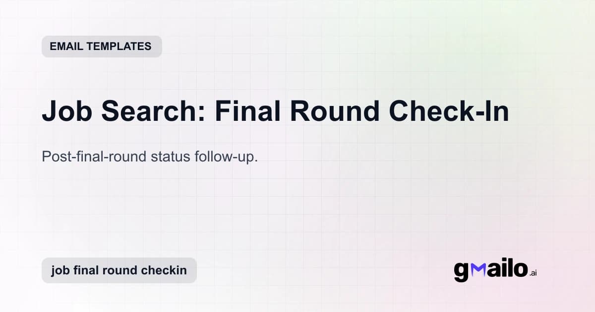 Job Search: Final Round Check-In email template thumbnail