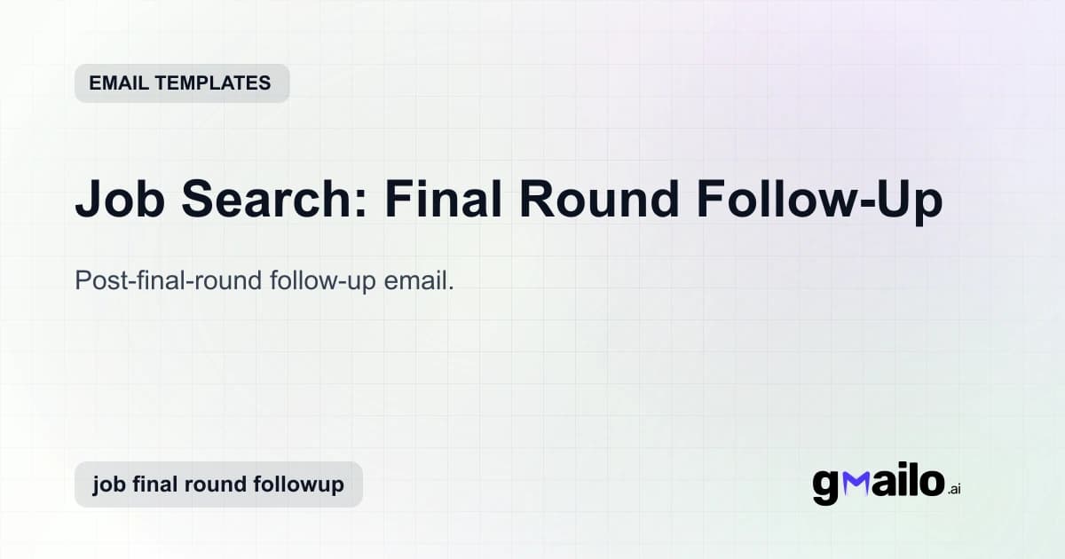Job Search: Final Round Follow-Up email template thumbnail