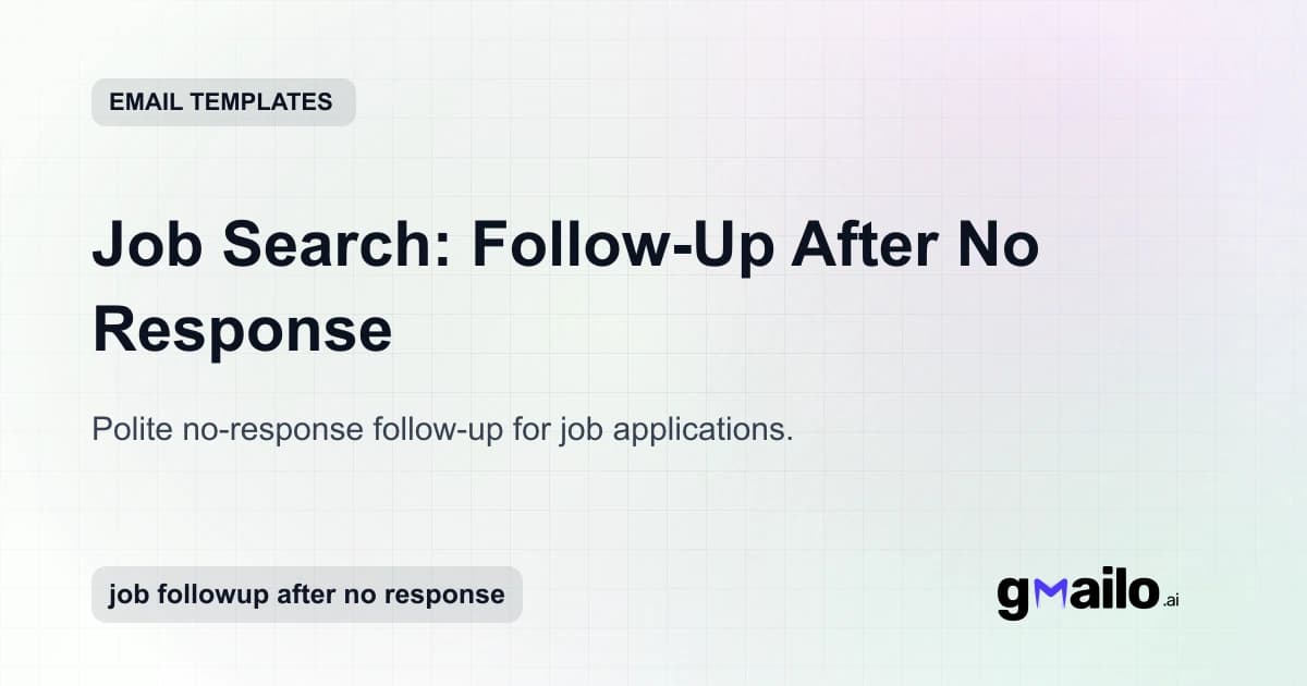 Job Search: Follow-Up After No Response email template thumbnail