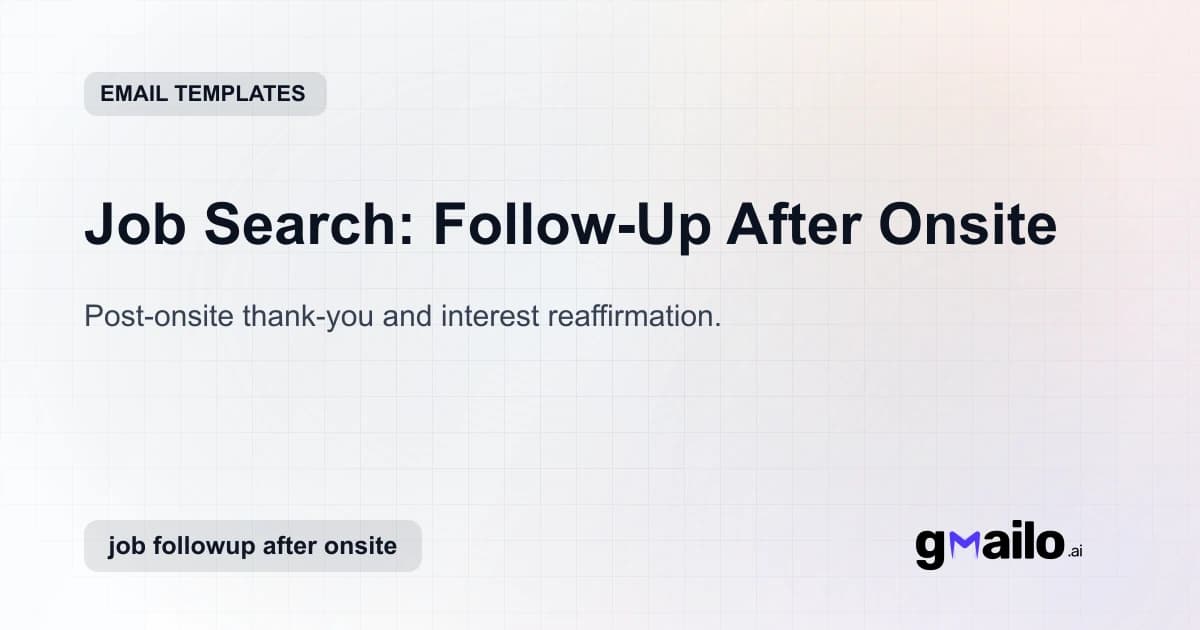 Job Search: Follow-Up After Onsite email template thumbnail