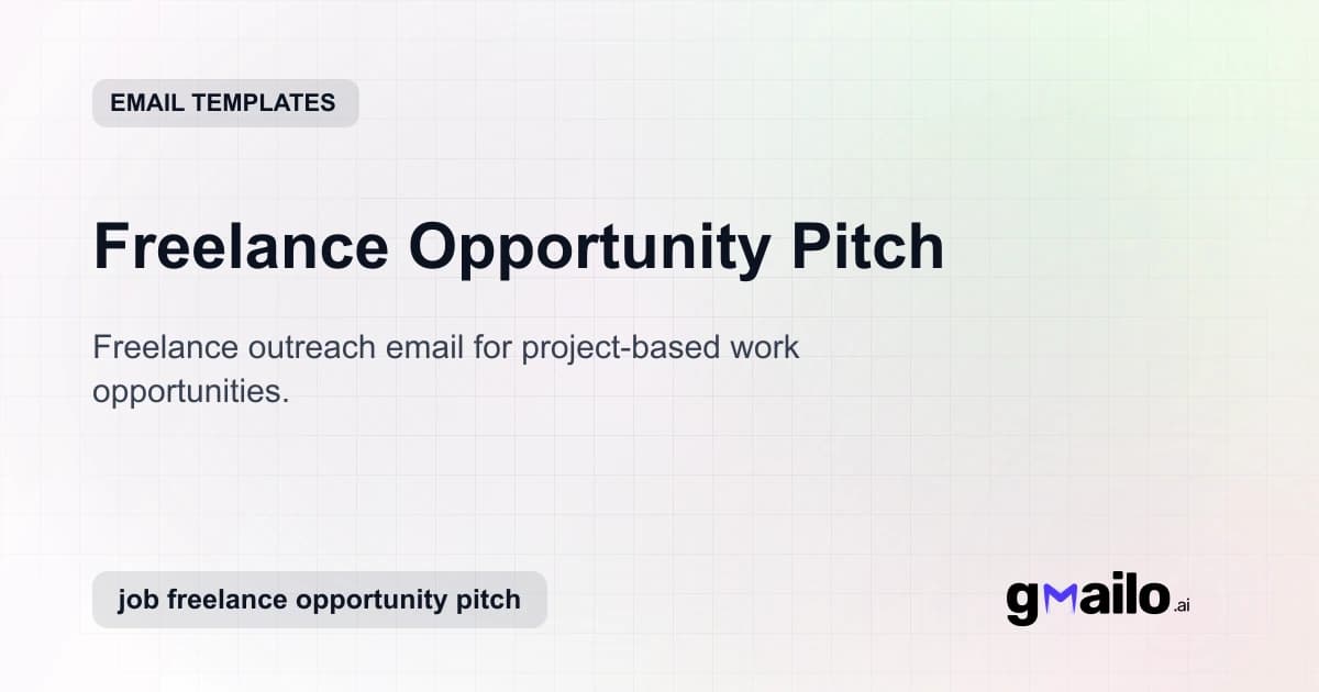 Freelance Opportunity Pitch email template thumbnail