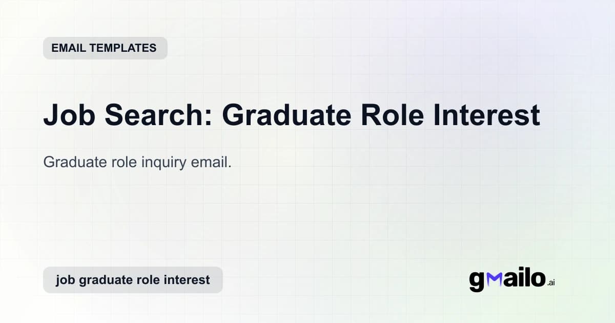 Job Search: Graduate Role Interest email template thumbnail