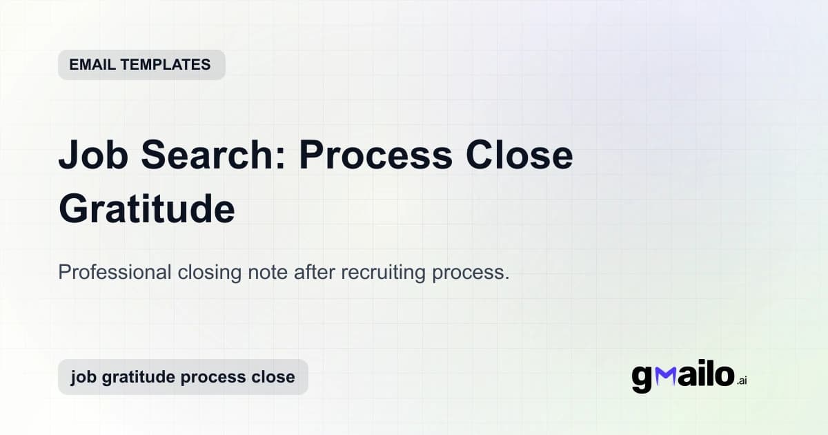 Job Search: Process Close Gratitude email template thumbnail