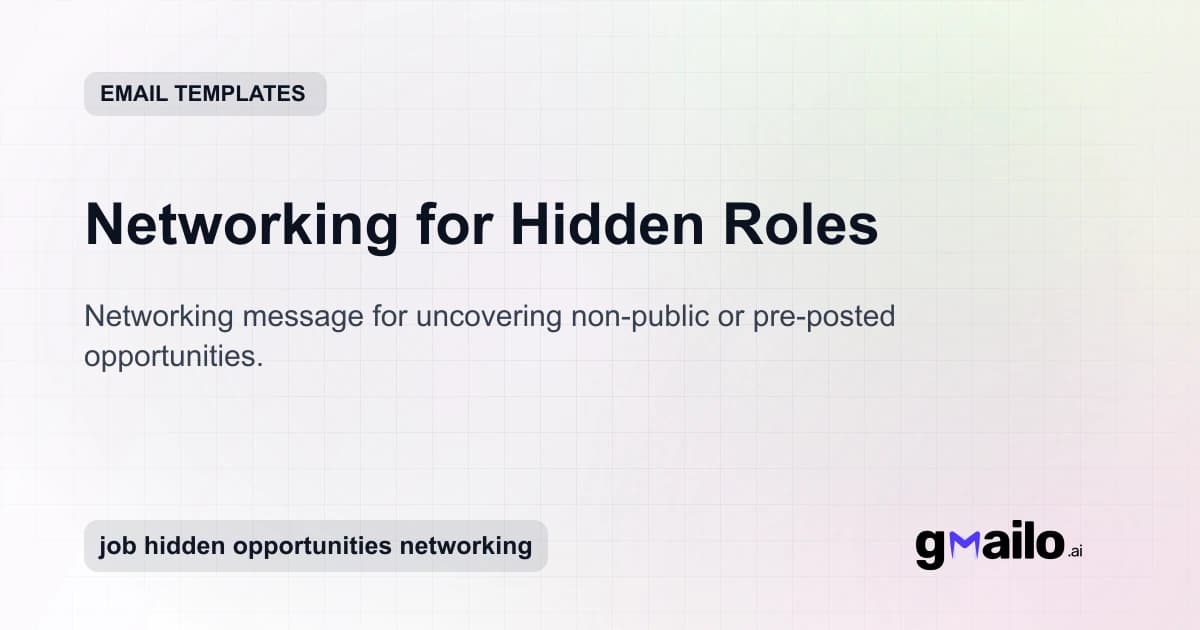 Networking for Hidden Roles email template thumbnail