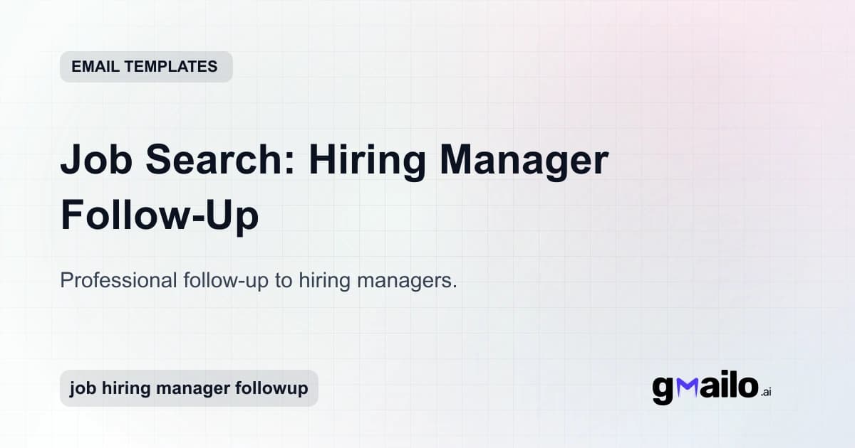 Job Search: Hiring Manager Follow-Up email template thumbnail